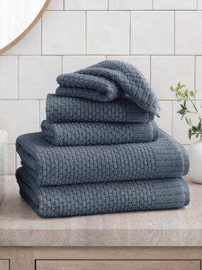 WelHome Textured Towels - 6-piece Set, Blue